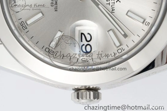 1227 DateJust 41 SS Polished Bezel KING 1:1 Best Edition 904L Steel Silver Stick Dial on Oyster Bracelet VR Flexible 2167